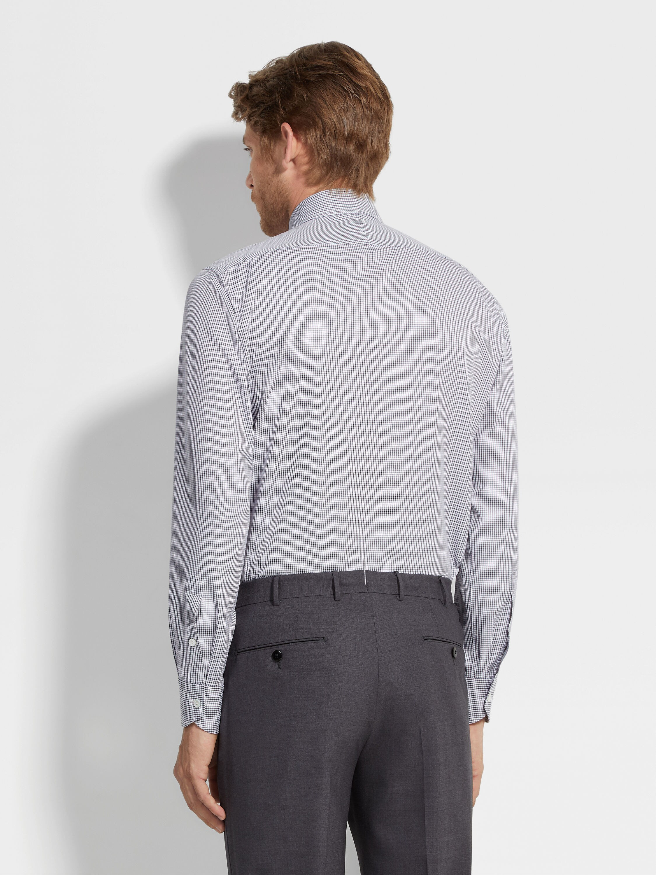 NAVY BLUE AND WHITE CHECKED CENTOVENTIMILA COTTON SHIRT - 4