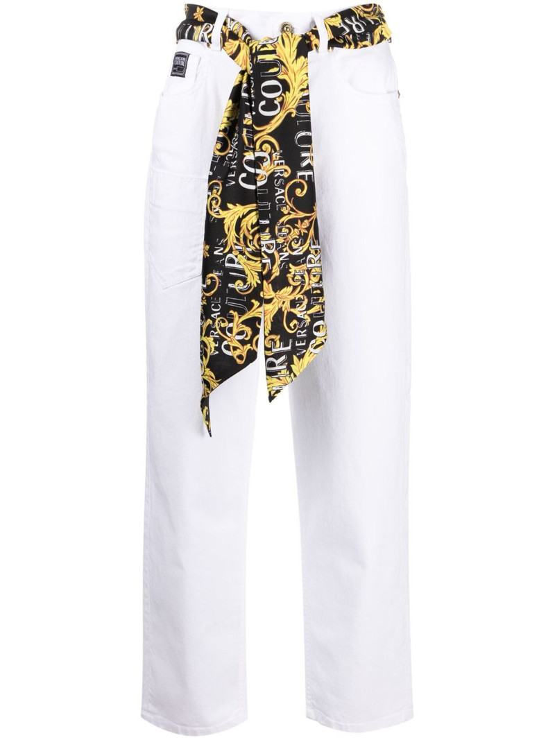 scarf-detail straight-leg jeans 1