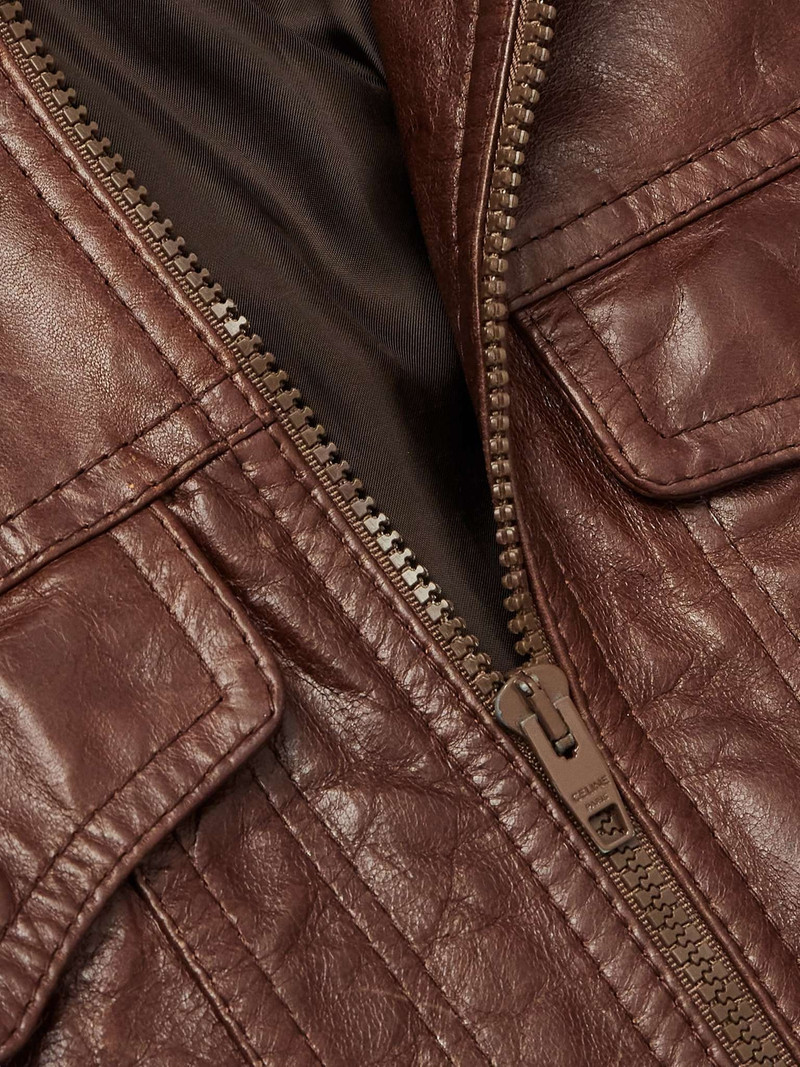 Slim-Fit Textured-Leather Trucker Jacket 5