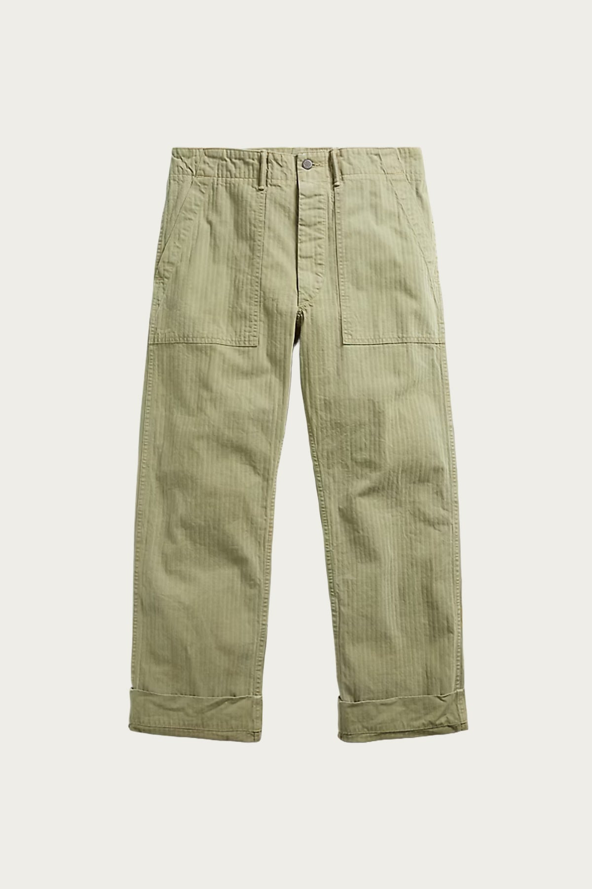 Flat Front Cotton Herringbone Army Utility Pant - Brewster Green - 1