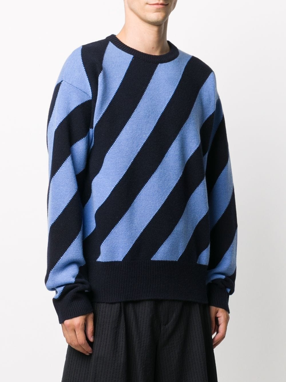 diagonal stripe knit jumper - 3