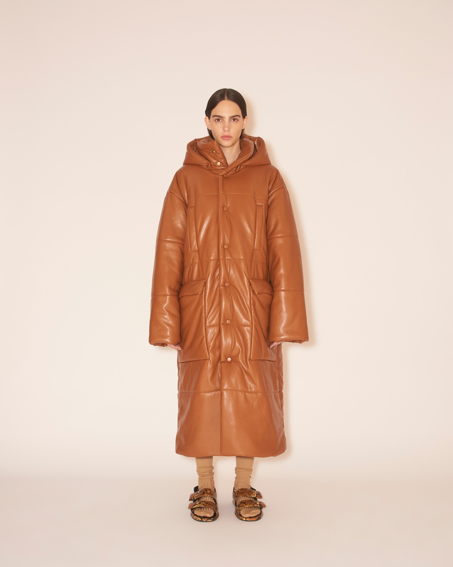 RADI - OKOBOR™ alt-leather padded coat - Tobacco - 2