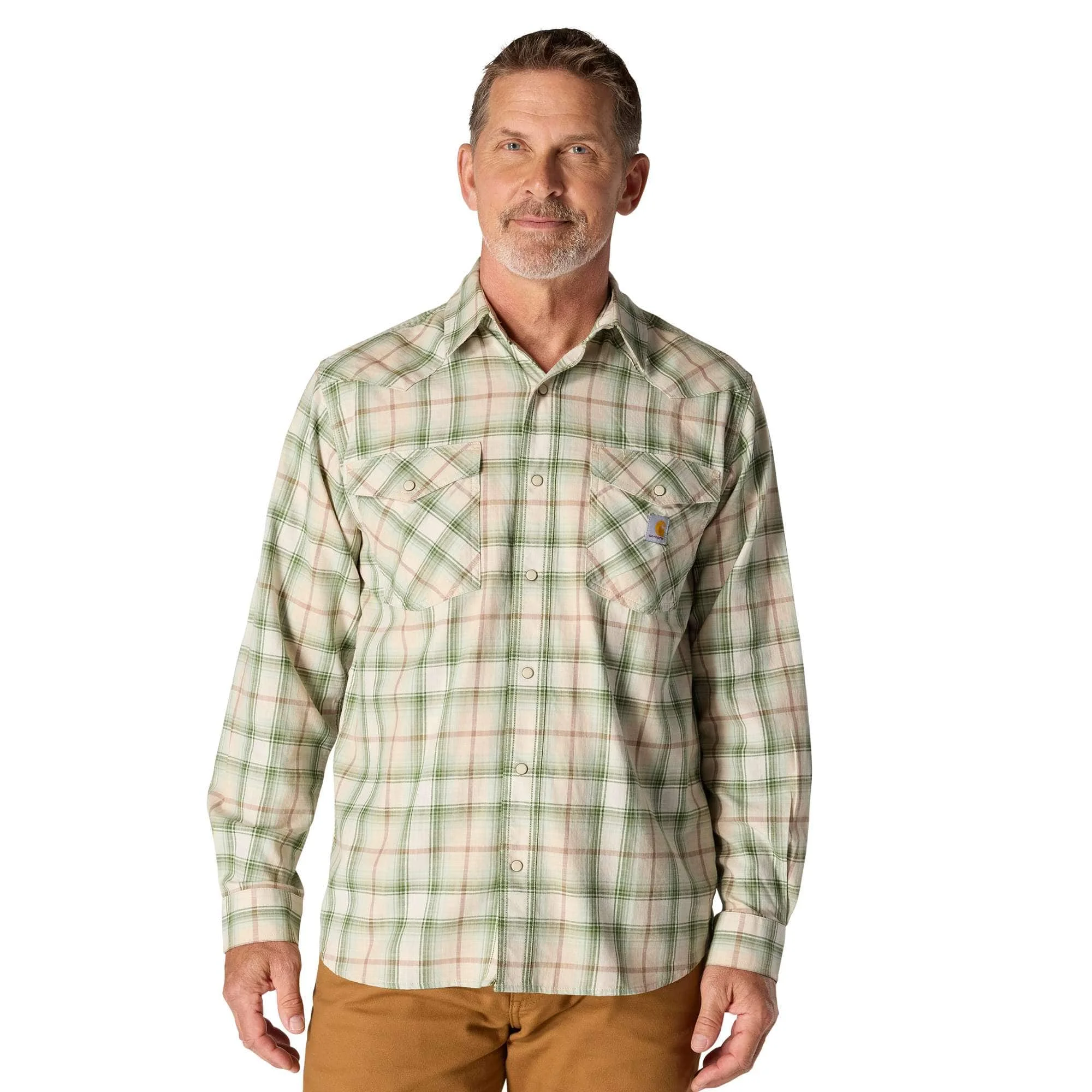 Montana Rugged Flex™ Relaxed Fit Lightweight Long-Sleeve Snap-Front Plaid Shirt - 1