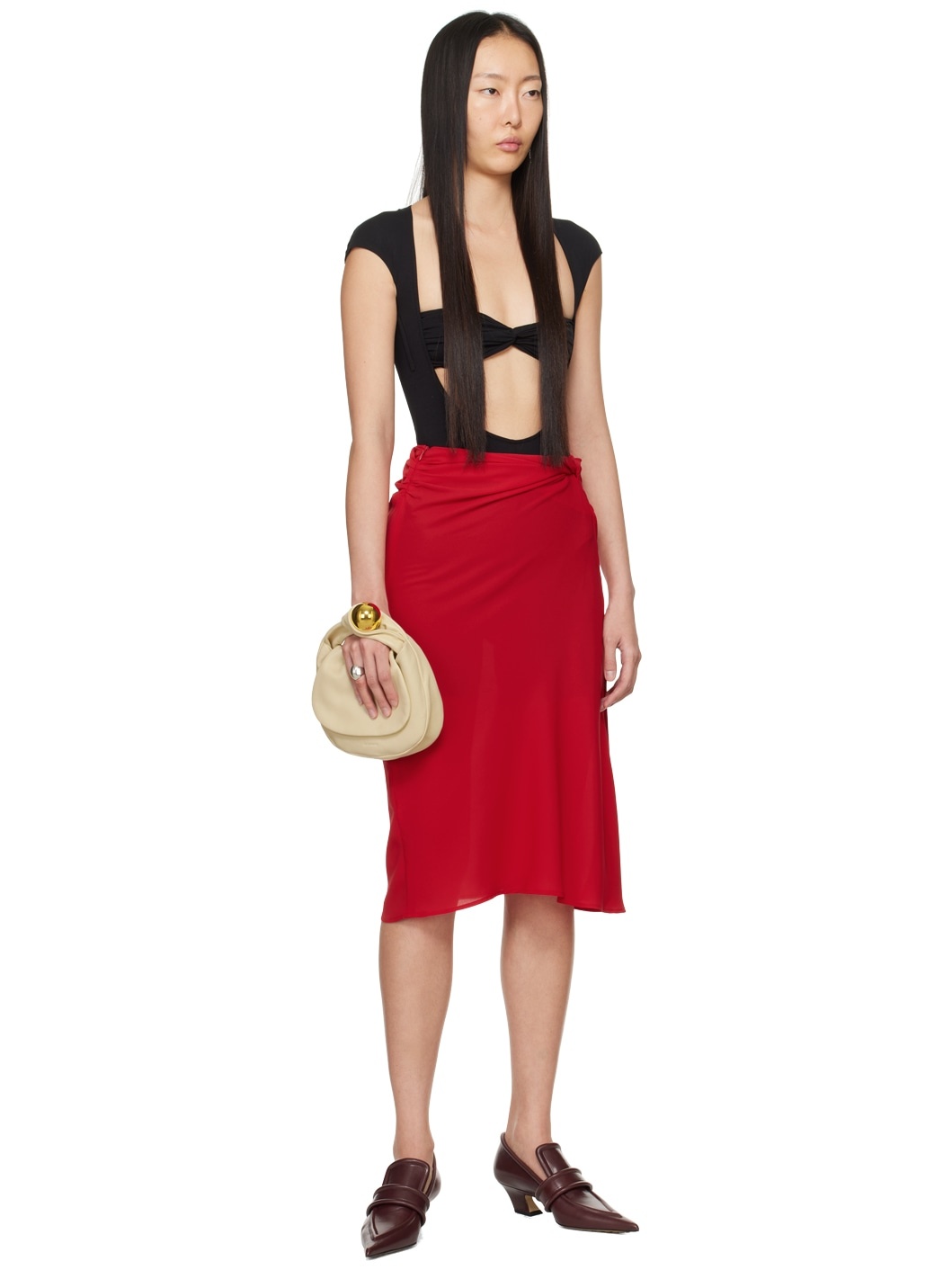 Red Vela Midi Skirt - 4