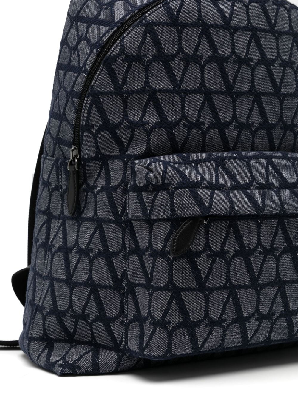 monogram-pattern zipped backpack - 4