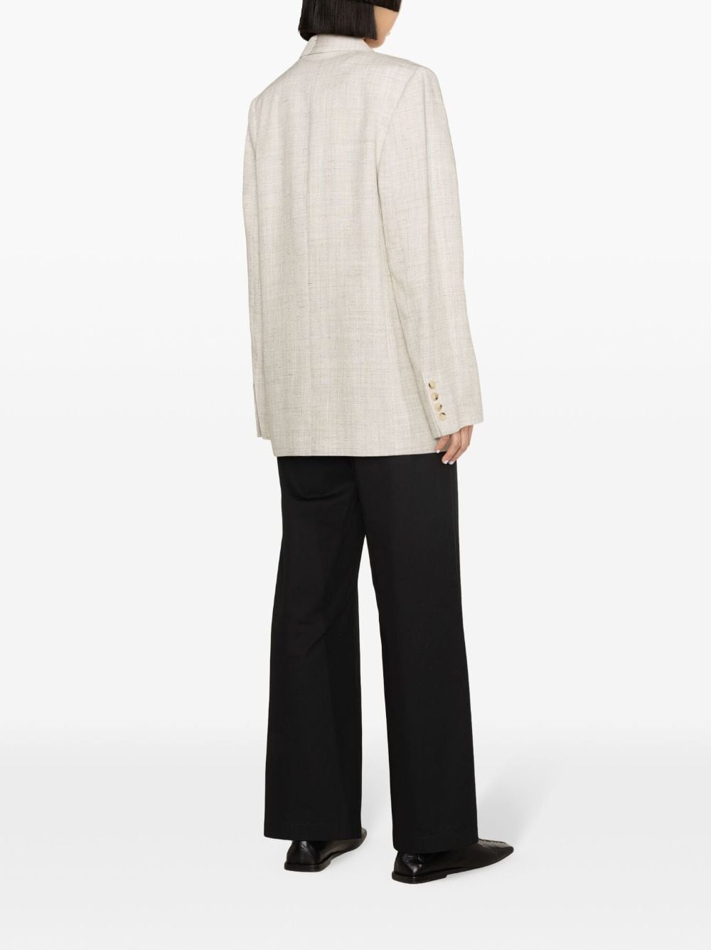 single-breasted twill blazer - 4