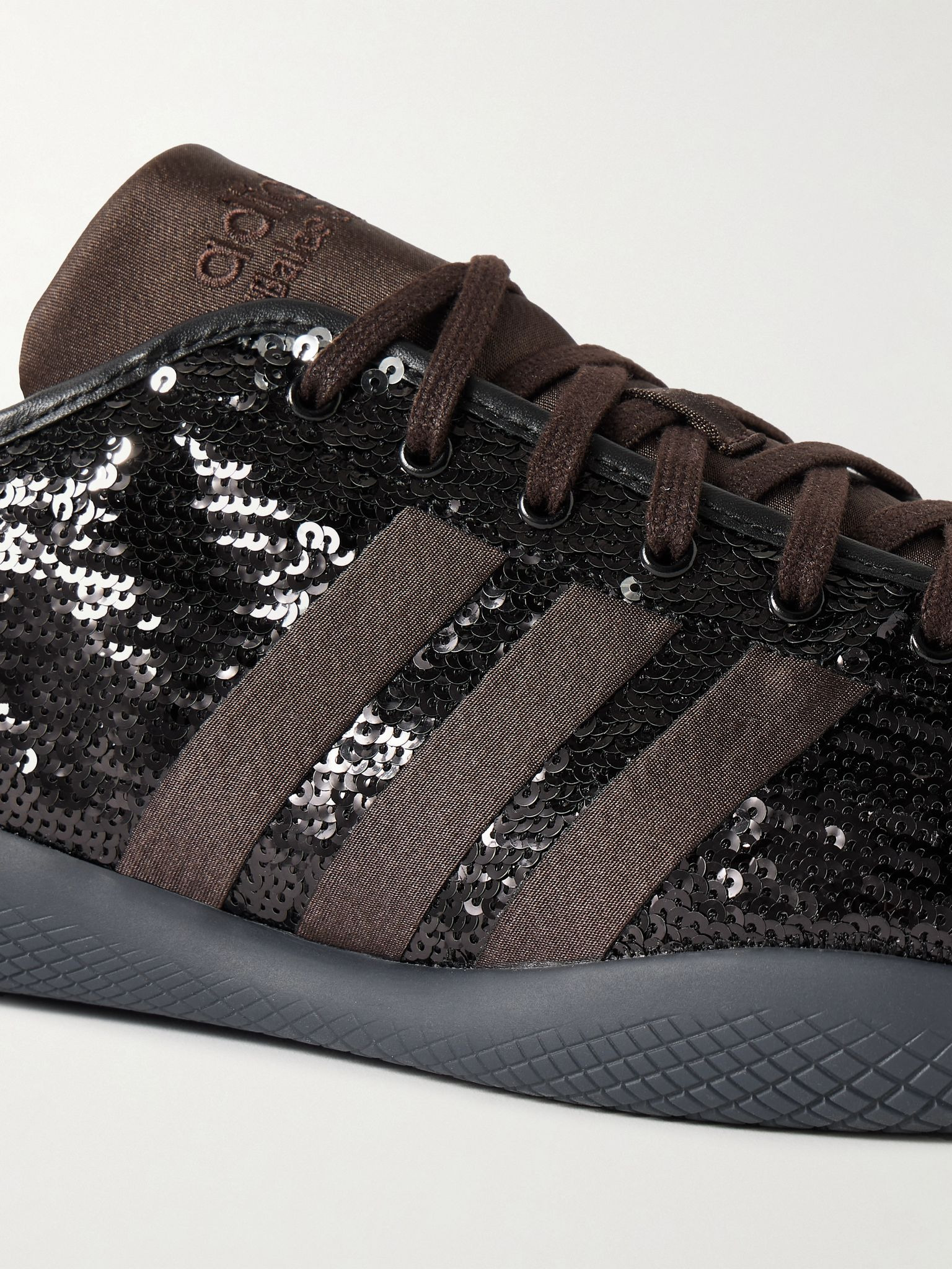 + Wales Bonner Karintha Lo Satin-Trimmed Sequinned Mesh Sneakers Silver - 5