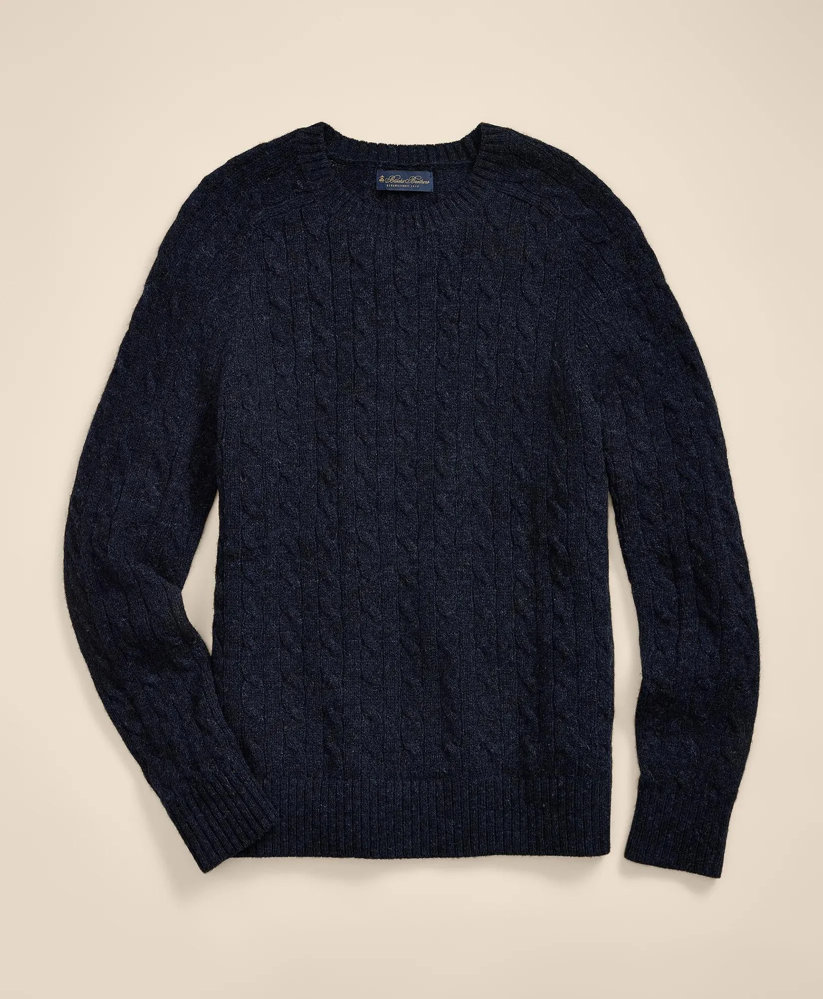 Shetland Wool Cable Knit Sweater - 1