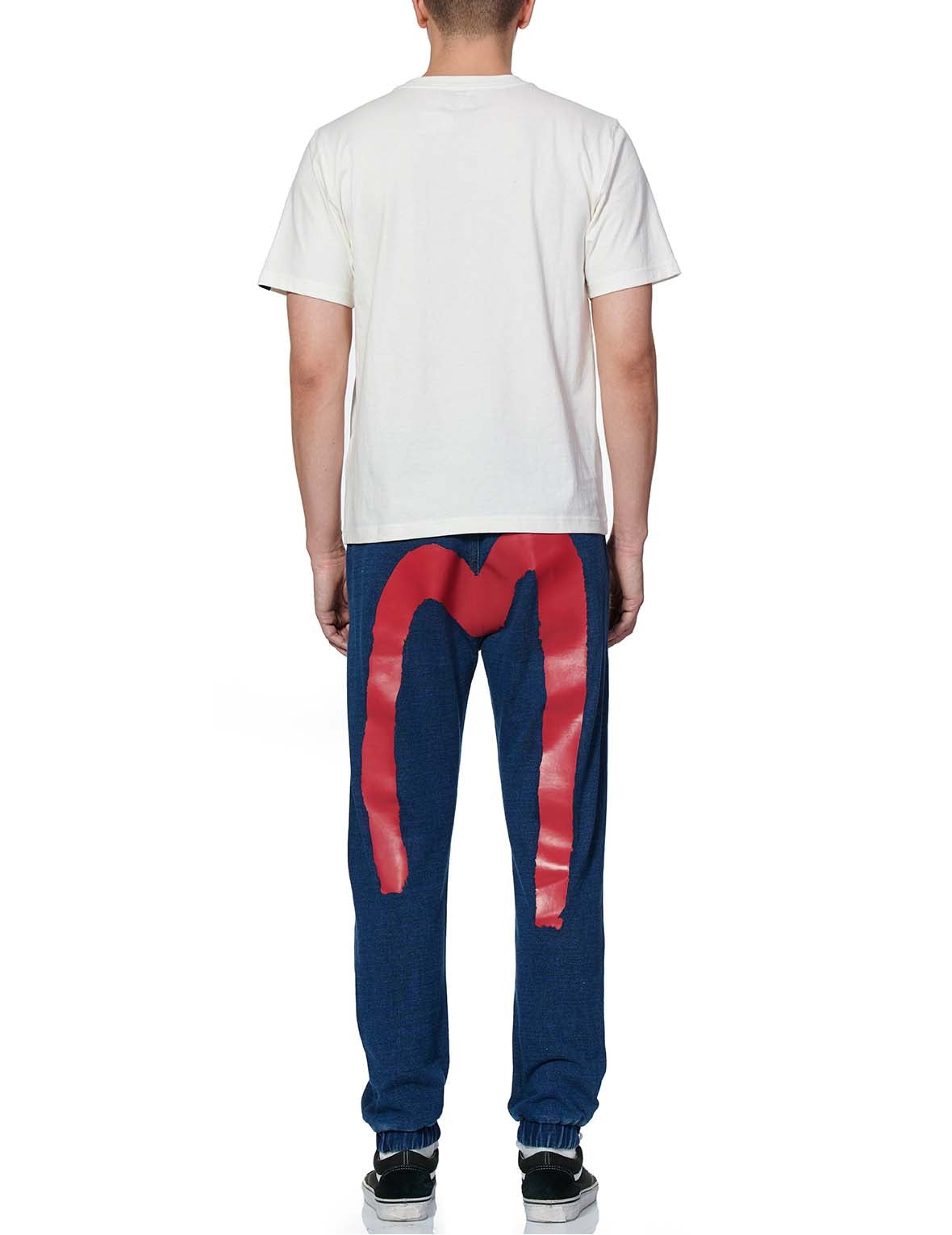 Multi-pockets Denim Jogger Jeans with Brushstroke Daicock Print - 2