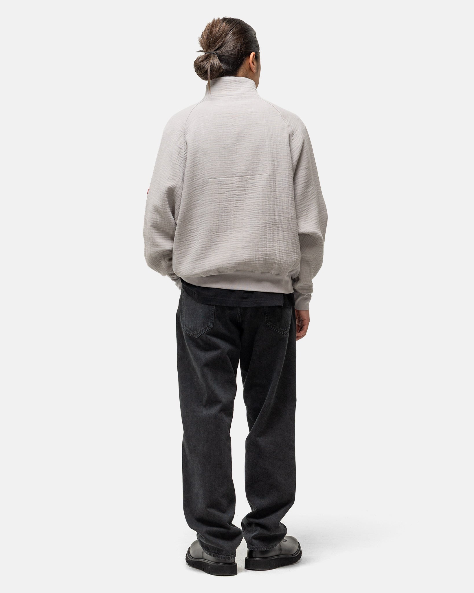 Layered Gauze Half Zip Grey - 3
