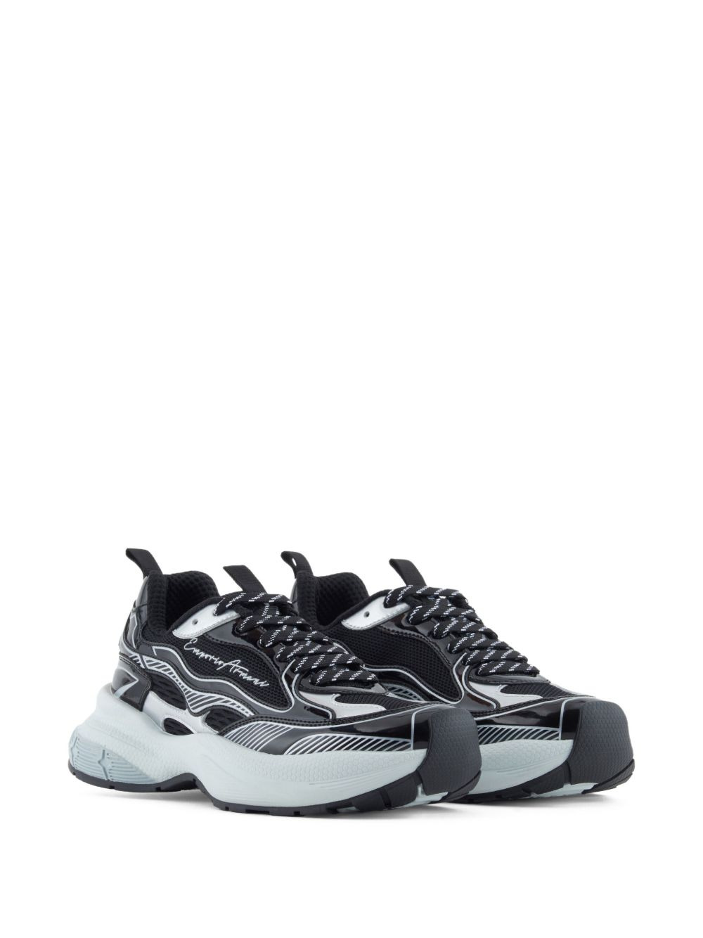 patent-leather striped sneakers - 2
