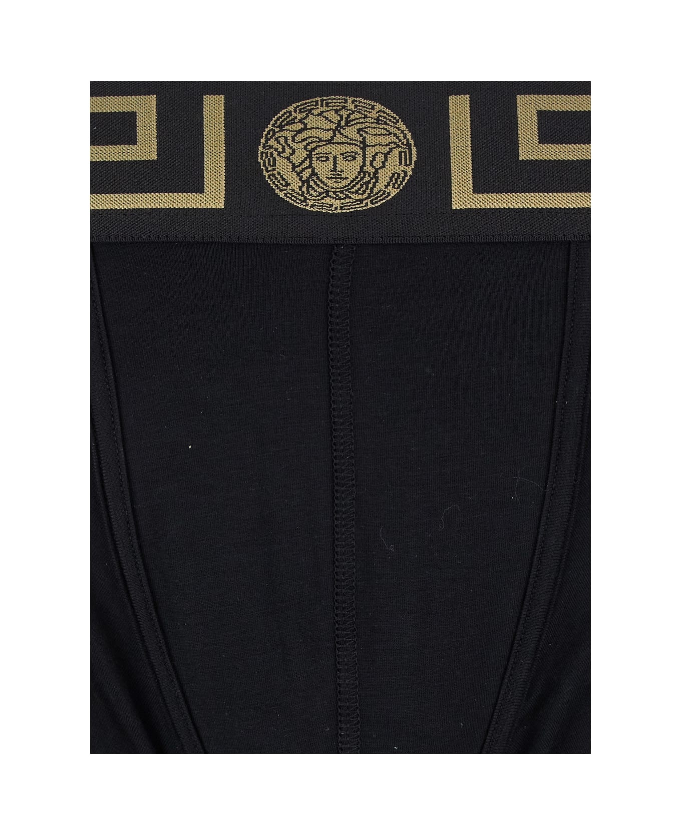 Black Boxer Briefs With Greca And Medusa Detail In Stretch Cotton Man - 3
