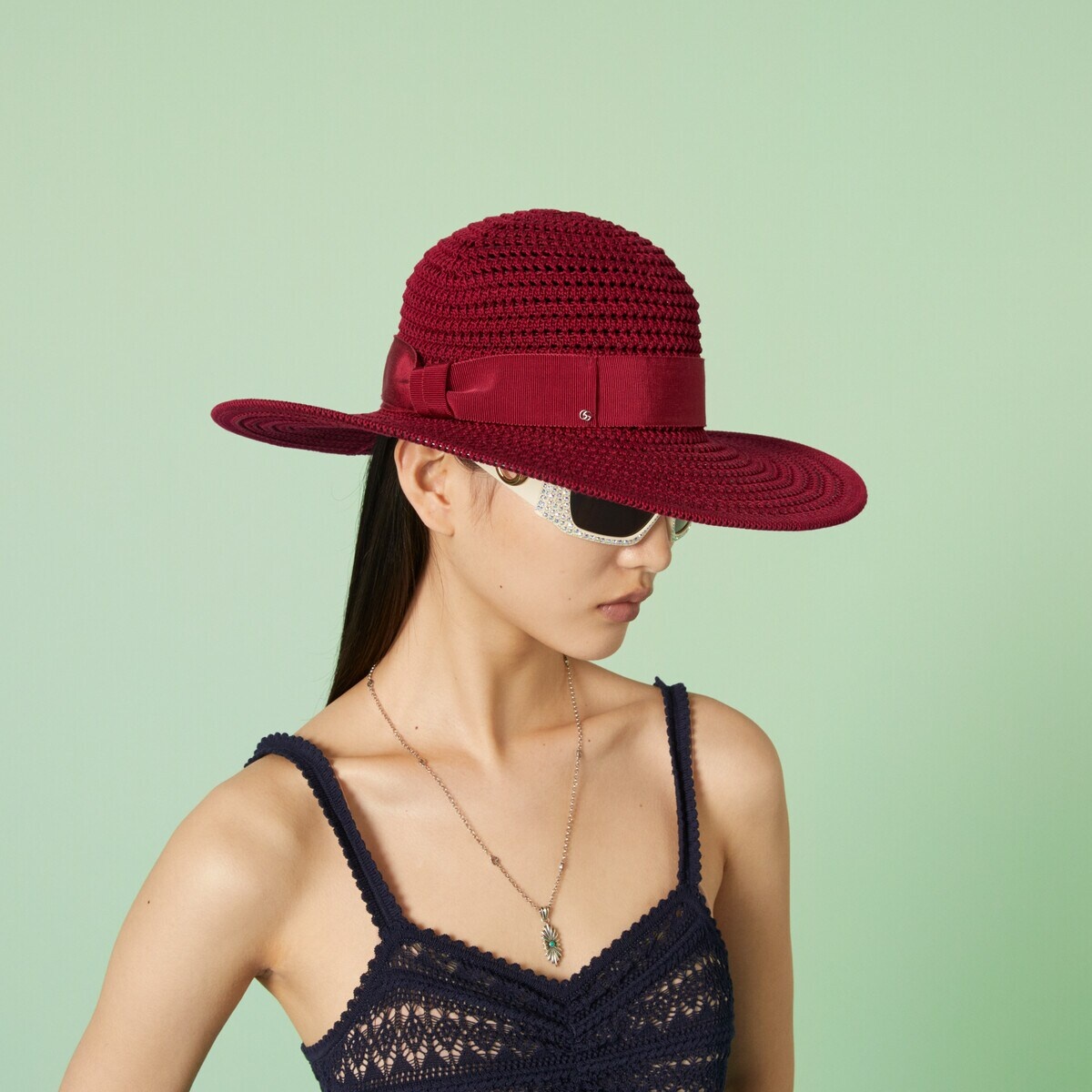 Crochet cotton wide-brimmed hat - 3