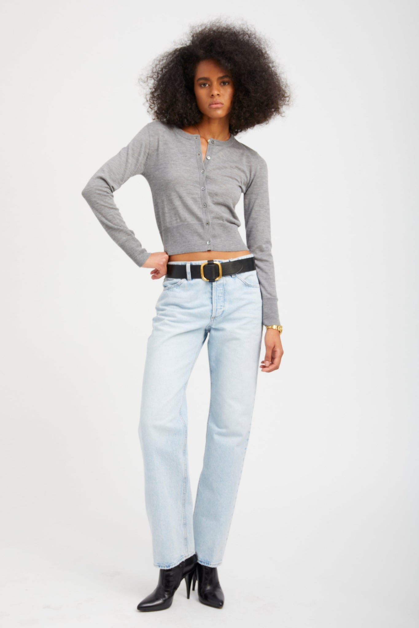 GREY ULTRA FINE CASHMERE BABY CARDIGAN - 2