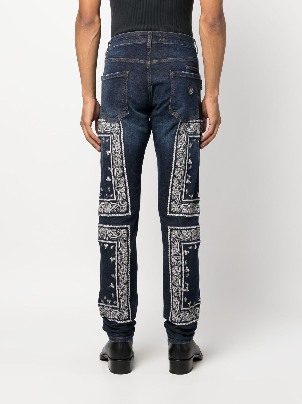 paisley-embroidered straight-leg jeans - 4