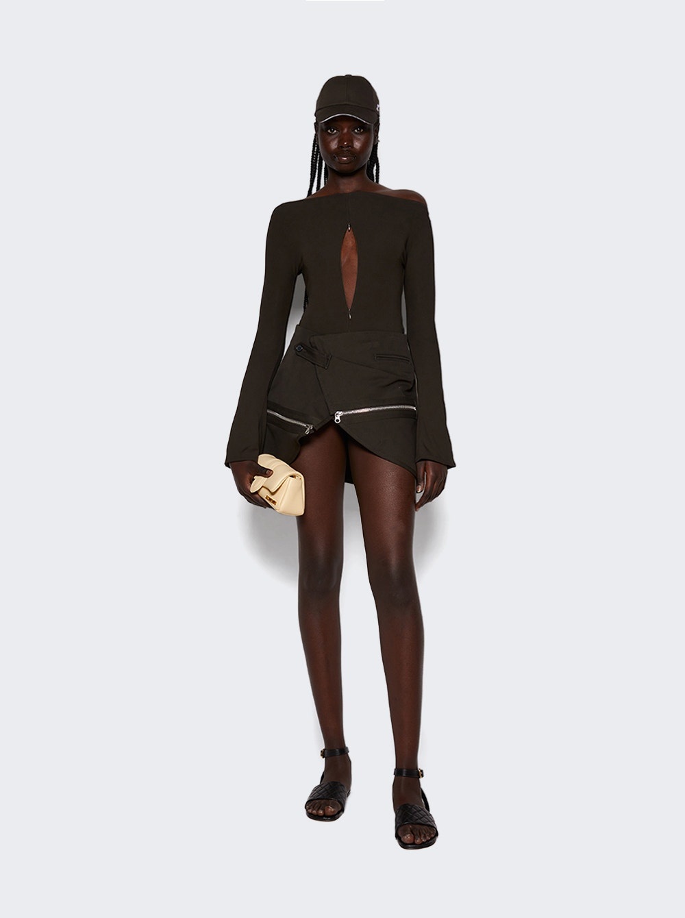 Modular Cotton Mini Skirt Mud Brown - 2