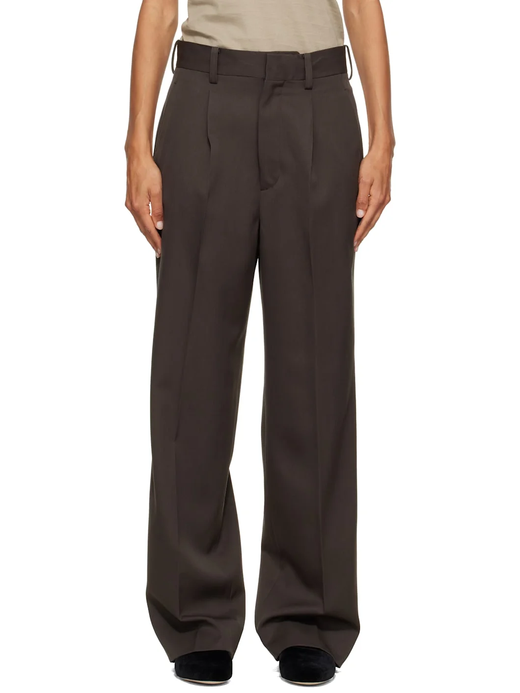 Gray Straight Trousers - 1