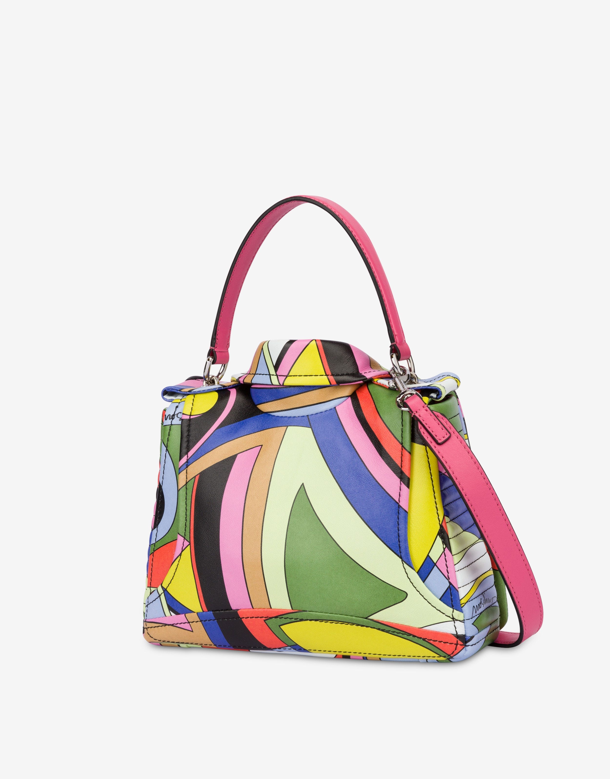MULTI-COLOUR PRINT NAPPA LEATHER BIKER BAG - 2