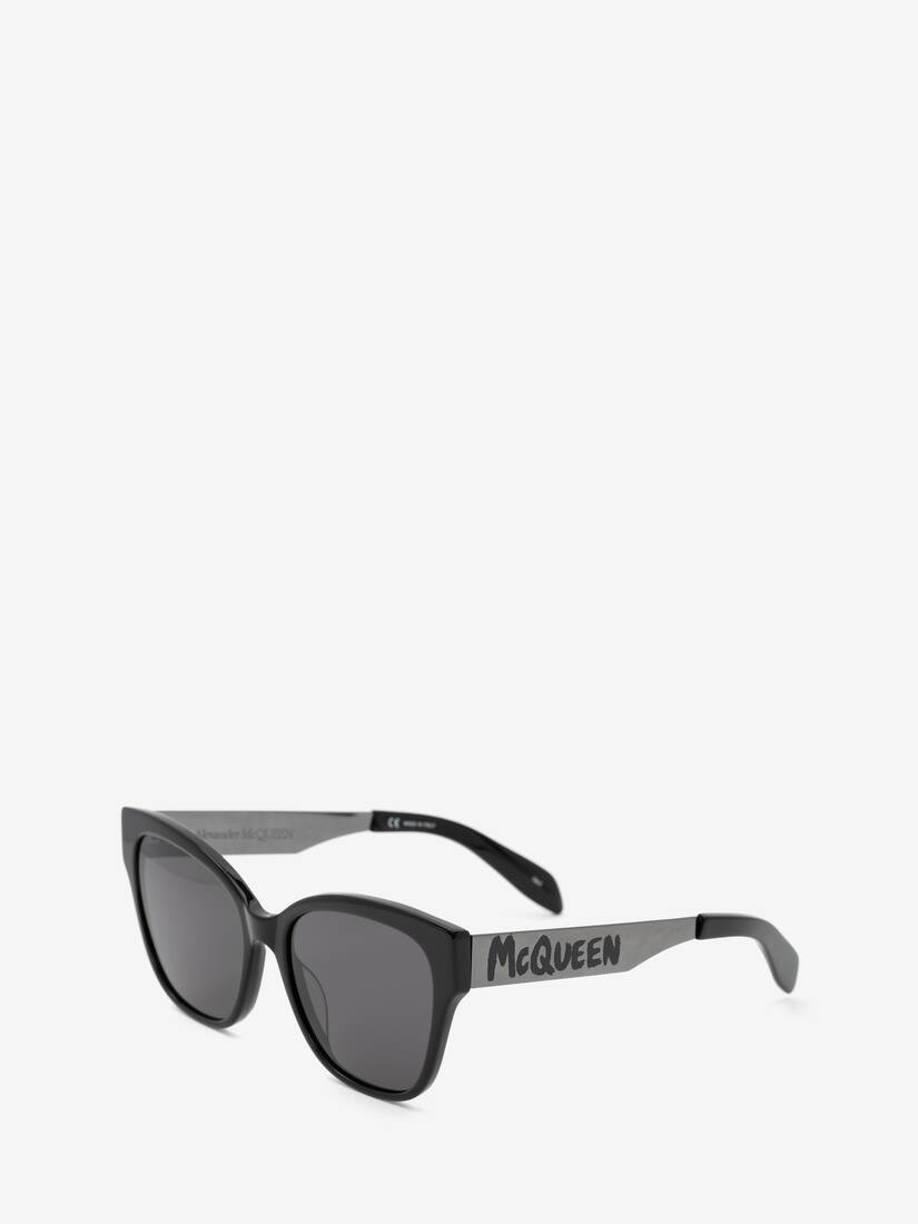 Mcqueen Graffiti Bi-colour Sunglasses in Ruthenium - 3