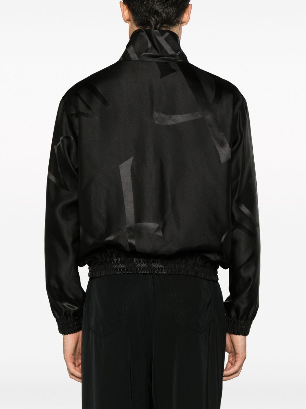 logo-print tonal silk jacket - 4