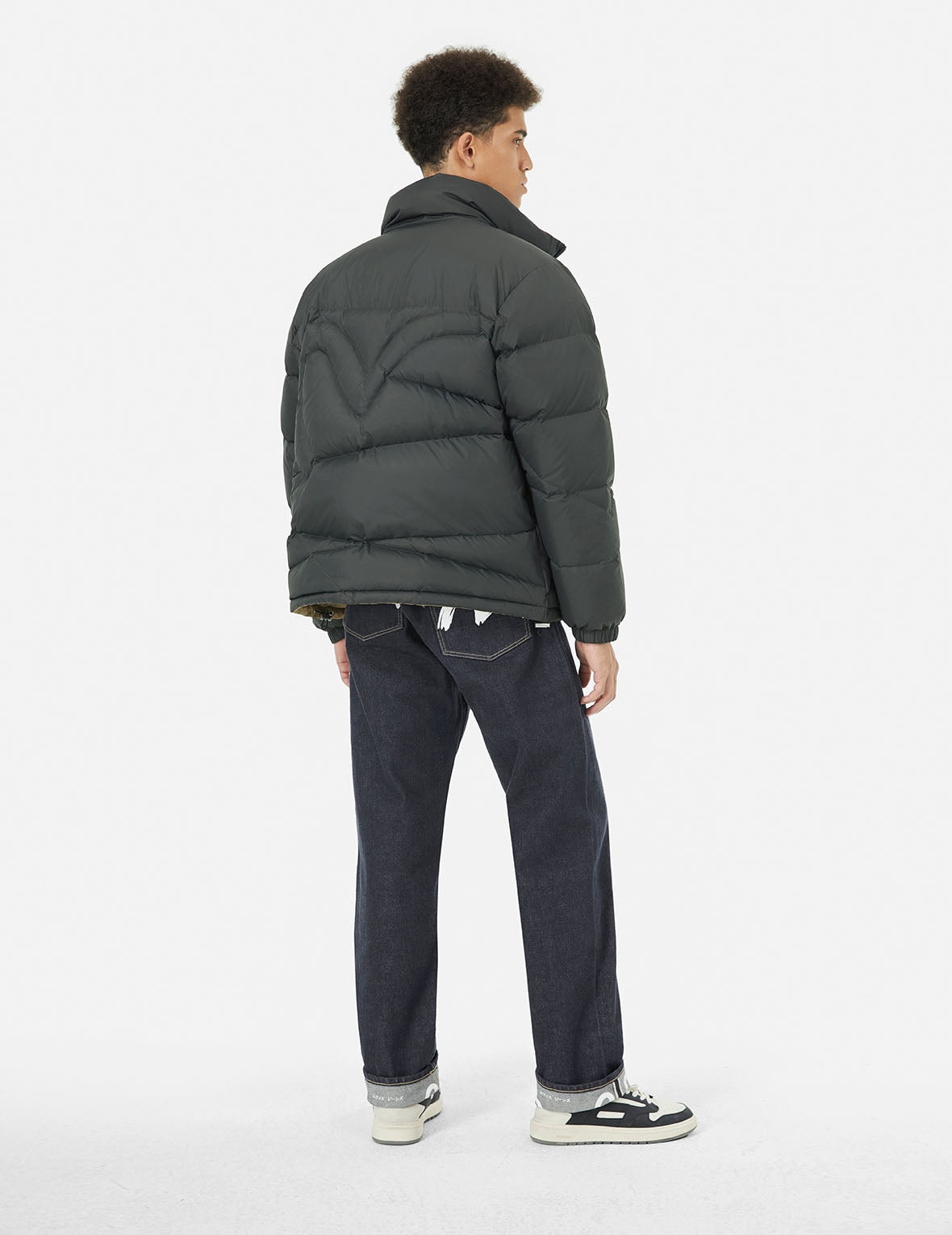 Seagull Print Loose Fit Reversible Down Jacket - 3