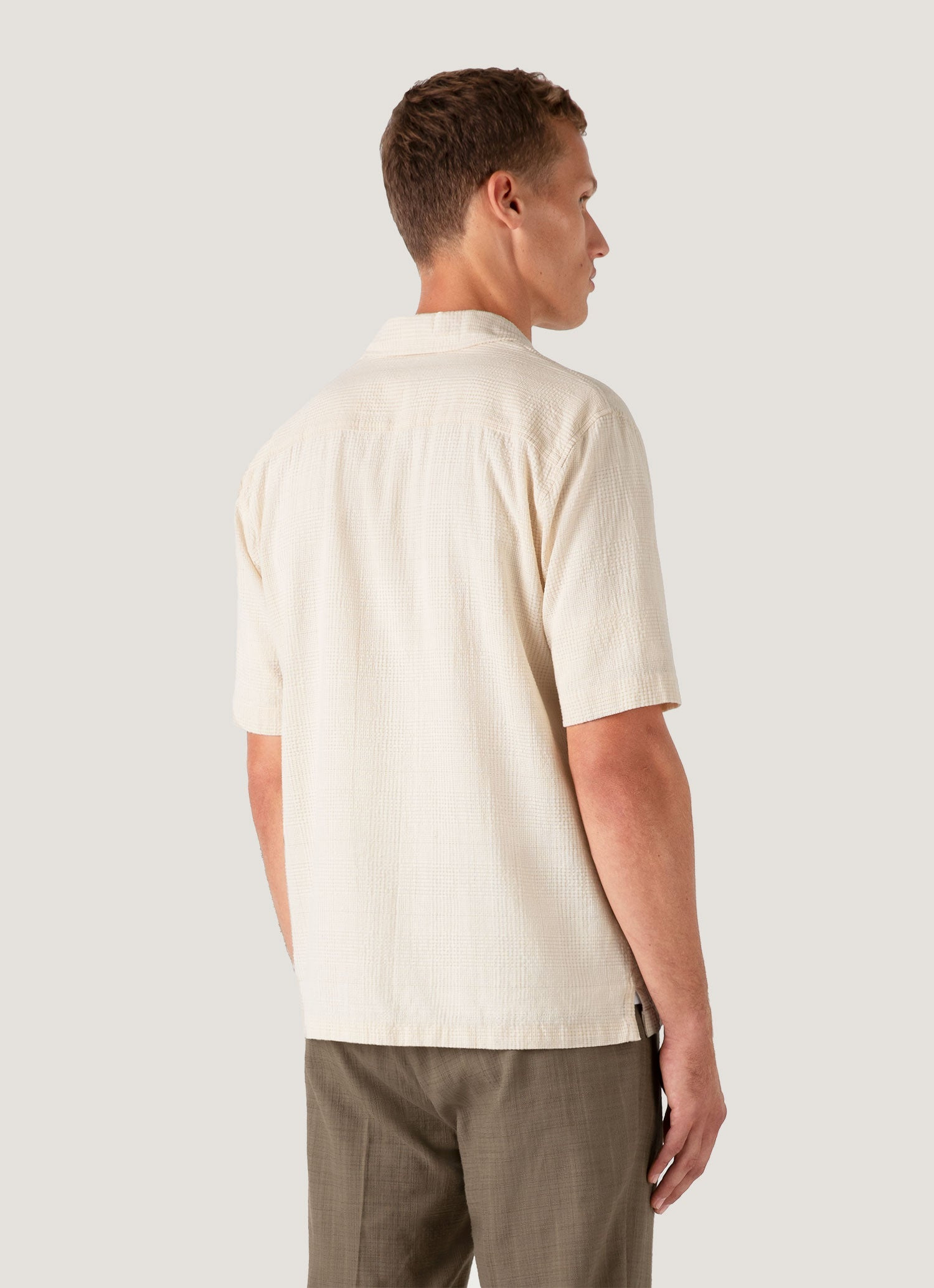 Loose Weave Check Camp Collar Shirt - 5