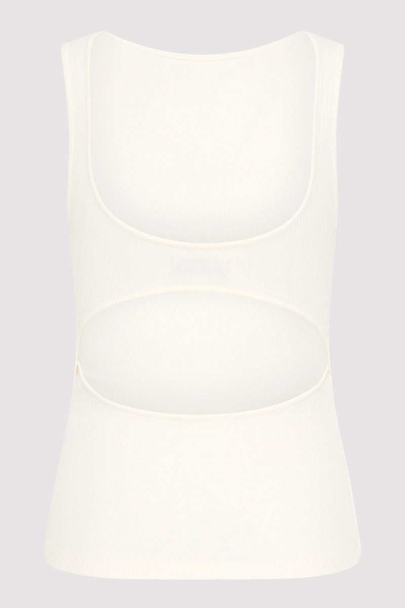 Rib Bateau Cut Out Top - White - 7