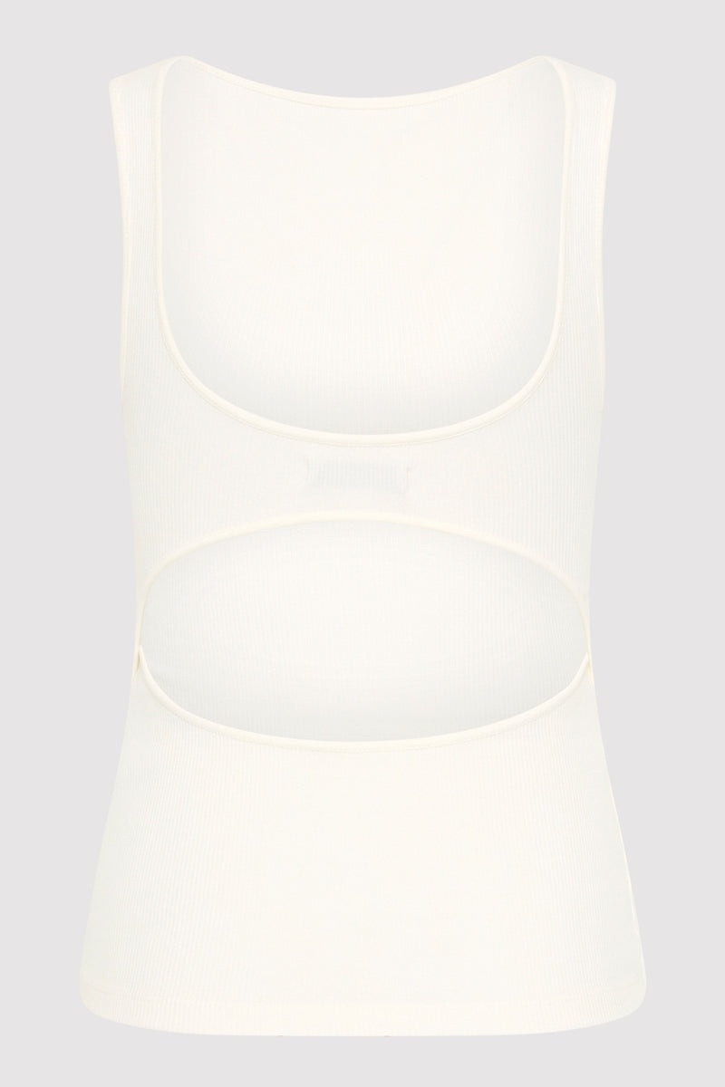 ST. AGNI Rib Bateau Cut Out Top - White outlook