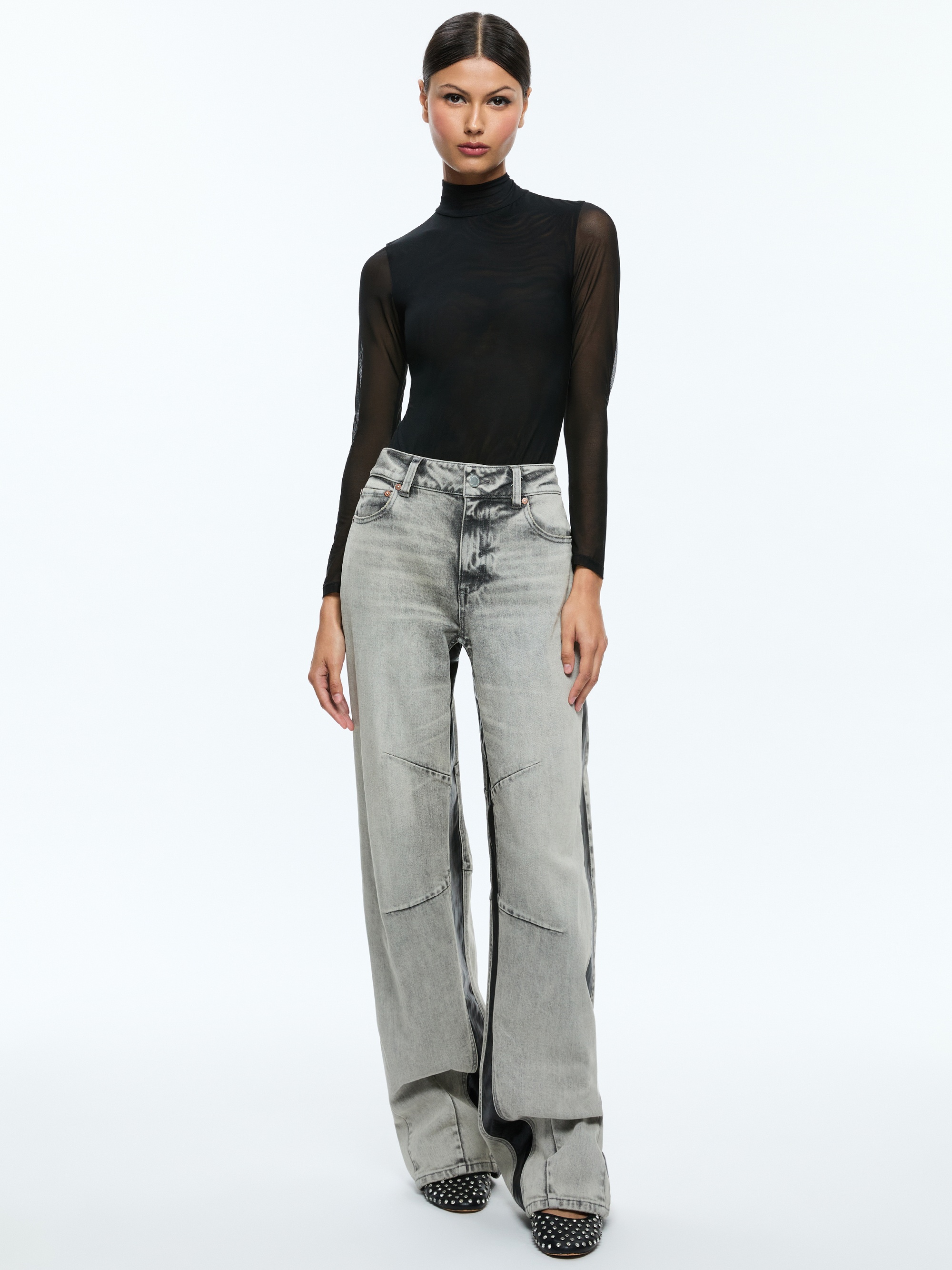 PARKER LOW RISE BALLOON LEG JEAN WITH CONTRAST PANELING - 5