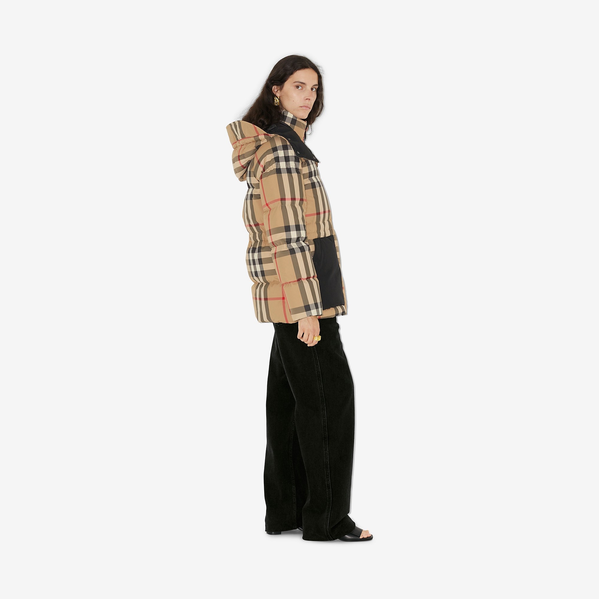 Detachable Hood Check Puffer Jacket - 3