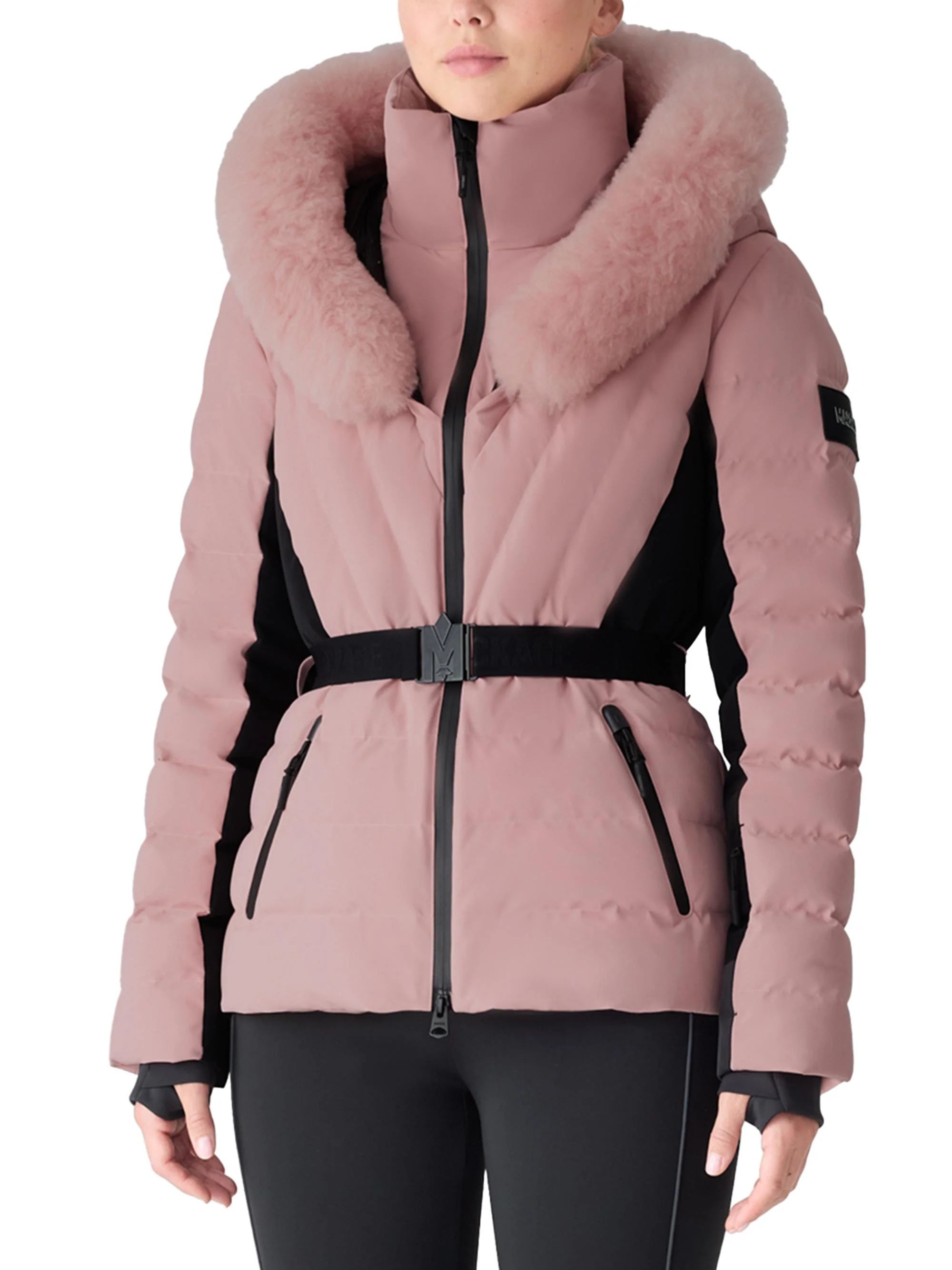 Women's Elita Belted Down Ski Jacket - Blush - 1
