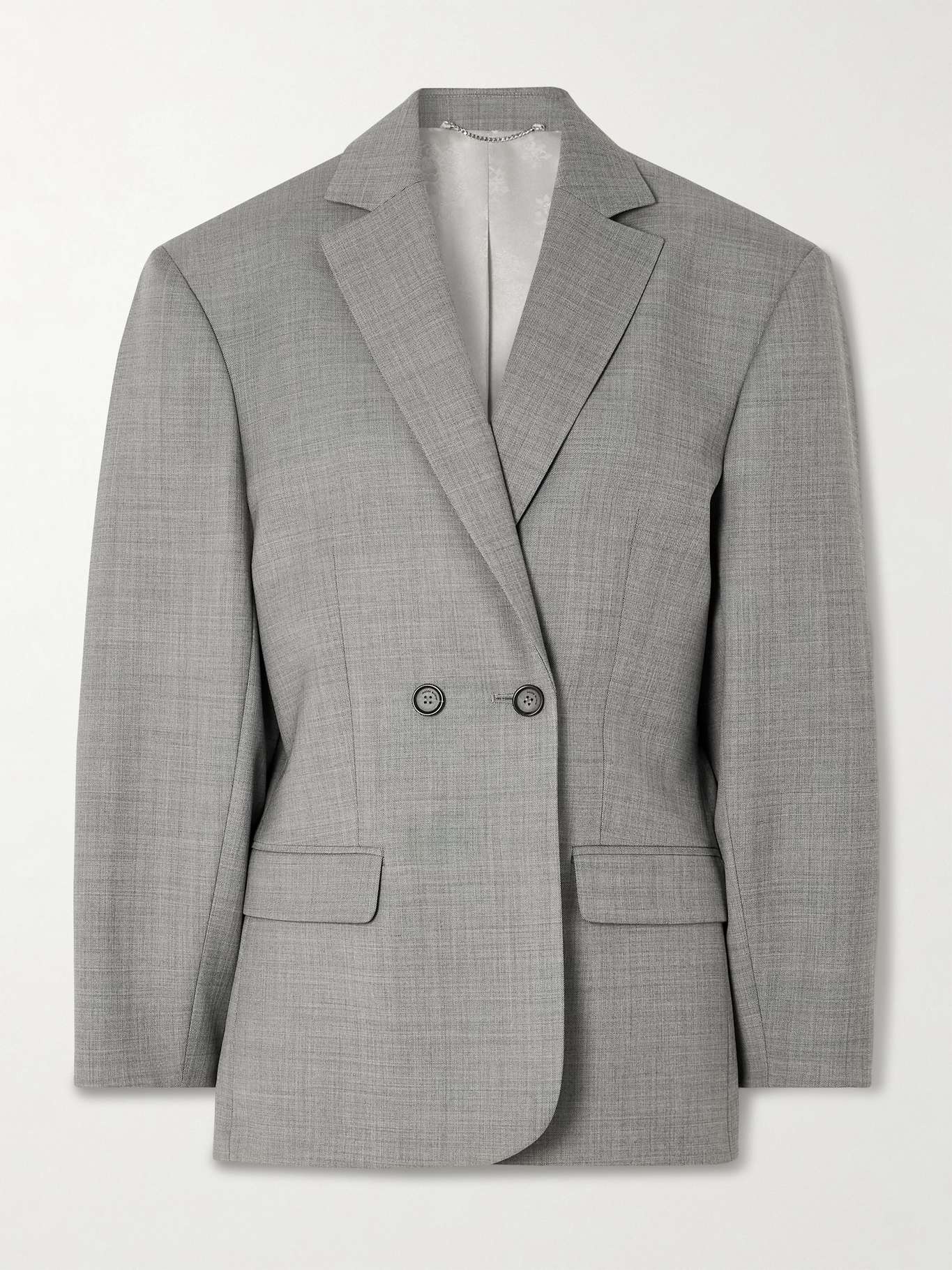 Double-breasted wool-blend blazer - 1