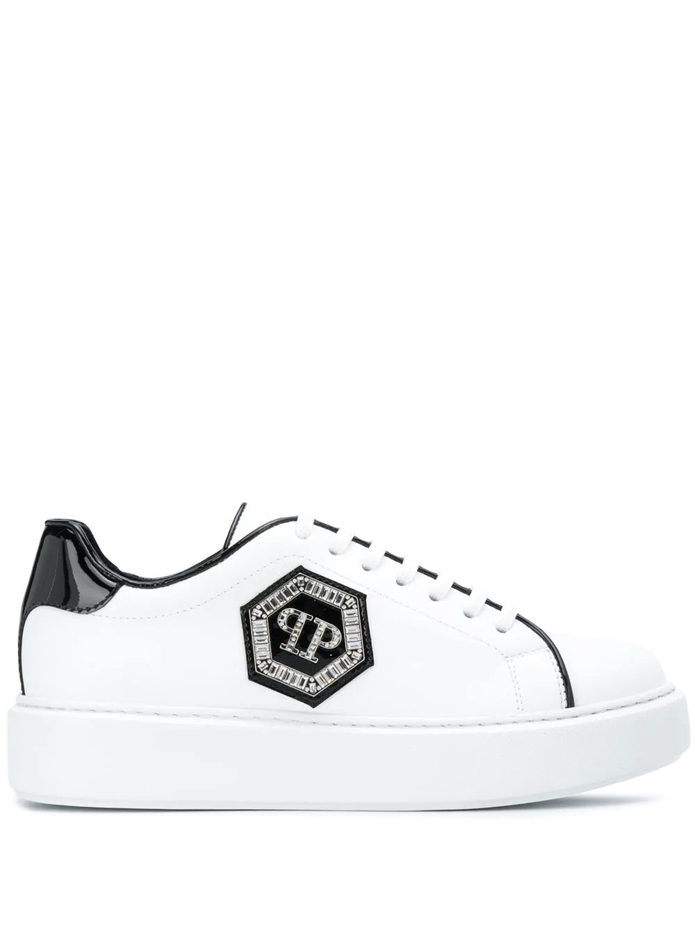 Hexagon plaque low-top sneakers - 1