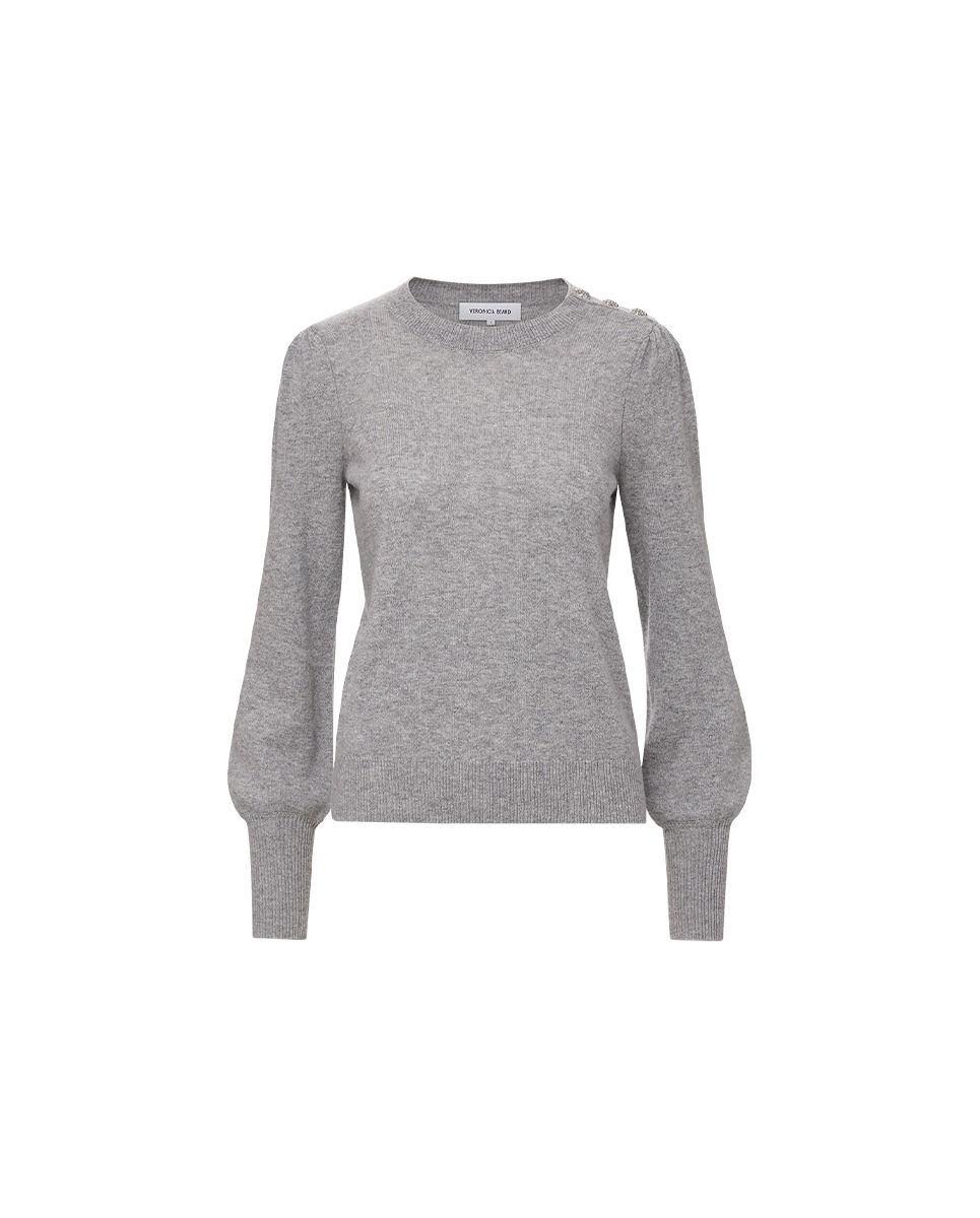 NELIA CASHMERE PULLOVER | BUTTON ACCENT - 1
