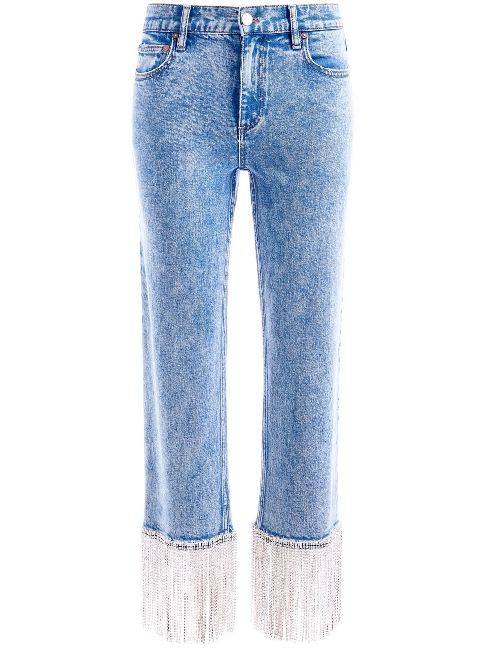 crystal-embellished cropped jeans - 1