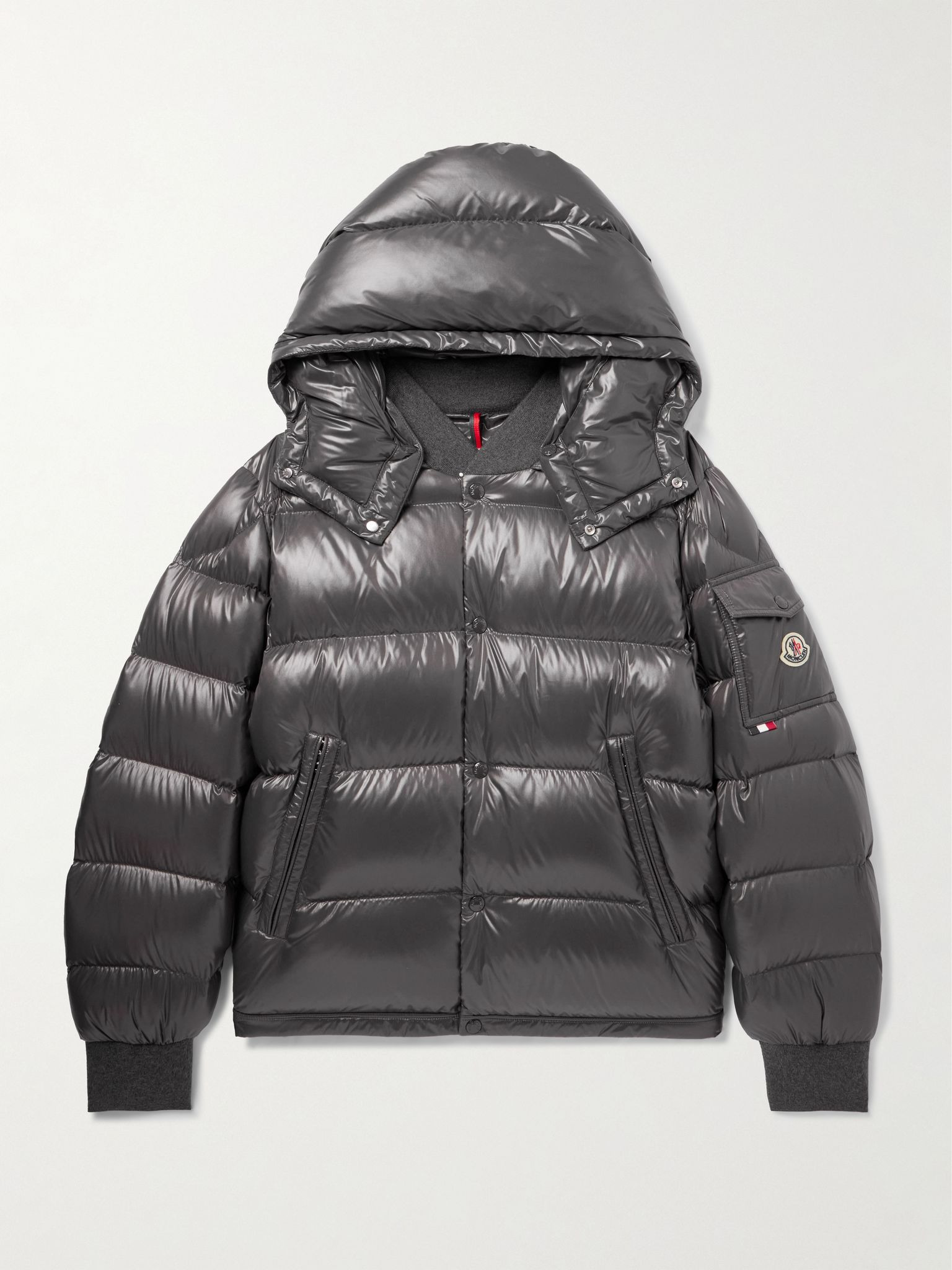 Maljasset Slim-Fit Quilted Lacquered-Nylon Hooded Down Jacket Gray - 1