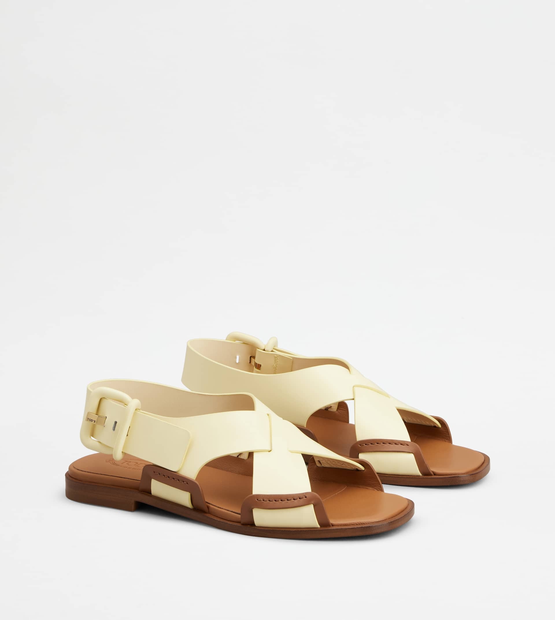 SANDALS IN LEATHER - YELLOW - 2