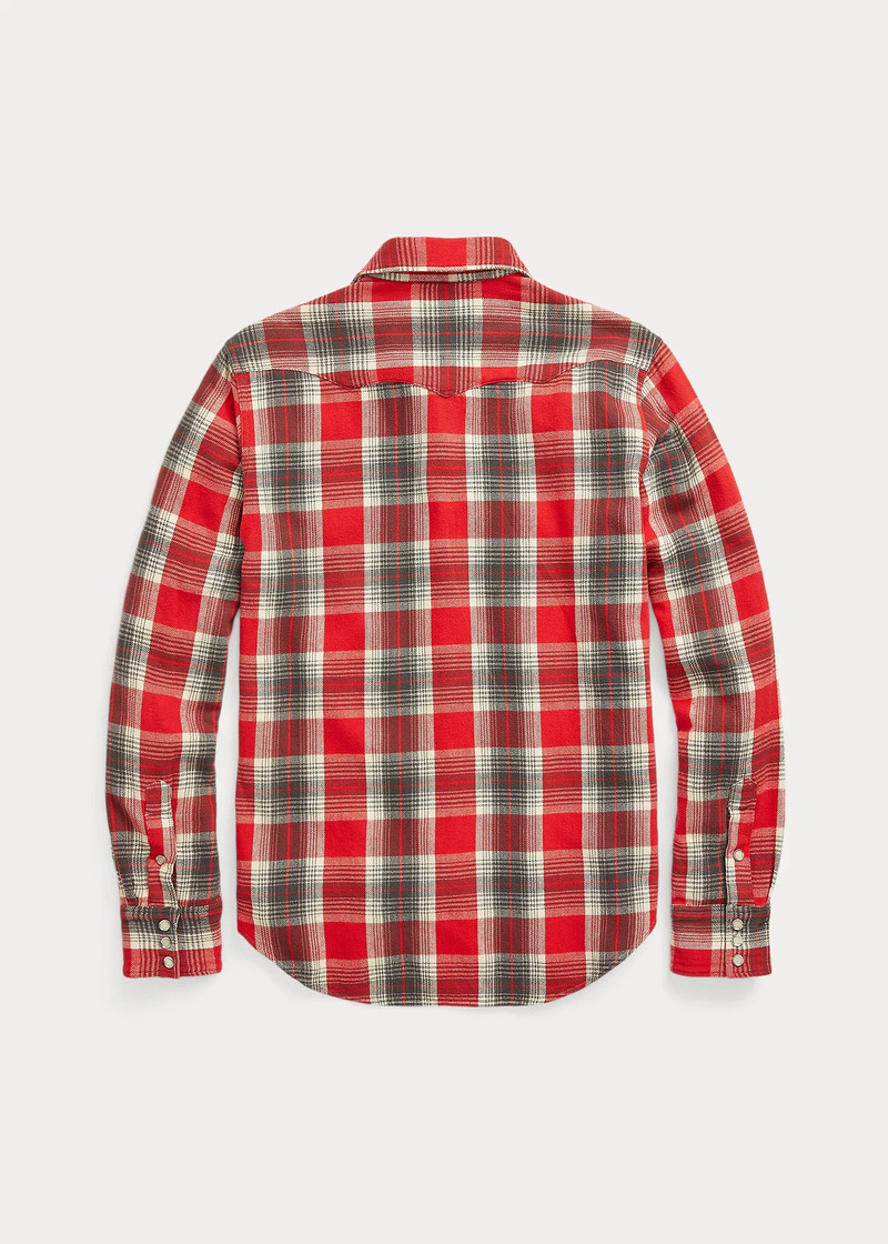 RRL by Ralph Lauren Slim Fit Plaid Twill Western Shirt outlook