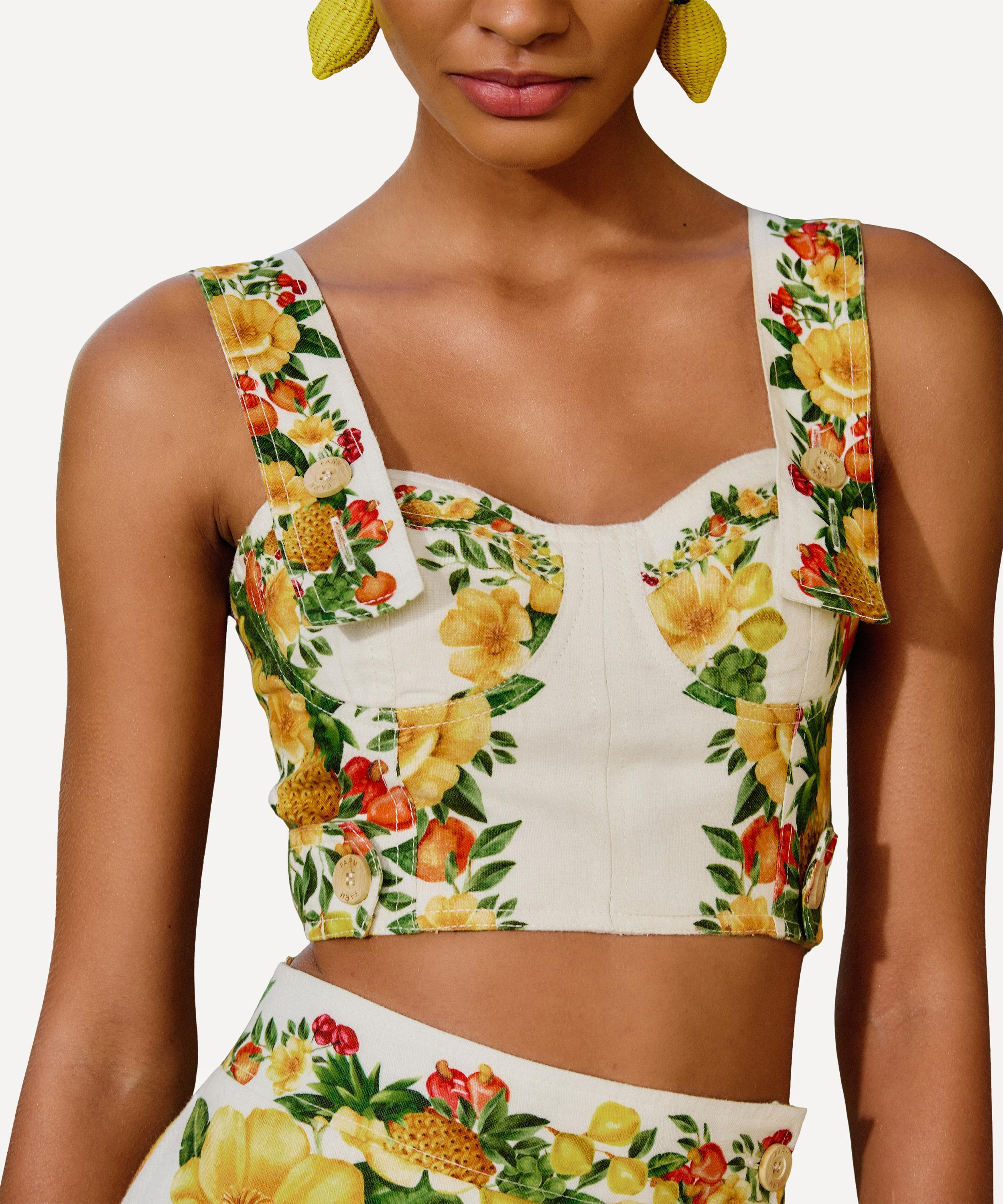Off-White Picnic Flowers Crop Top - 3