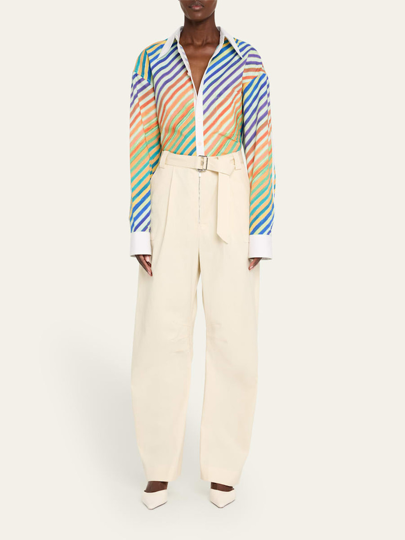 CHRISTOPHER JOHN ROGERS Patch-Pocket Barrel-Leg Belted Trousers outlook