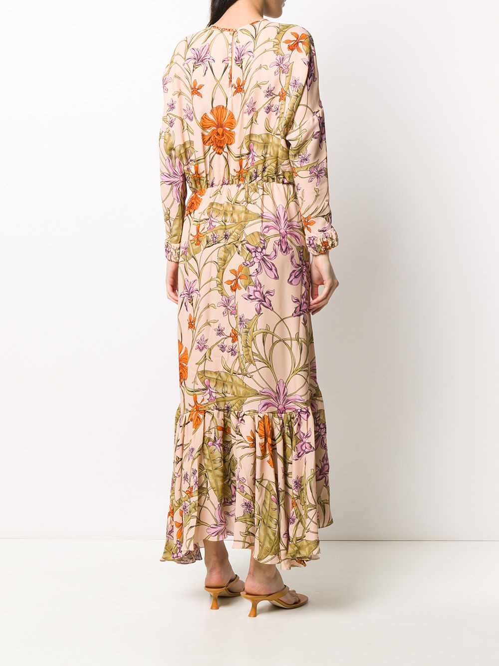 floral-print pleated hem dress - 4