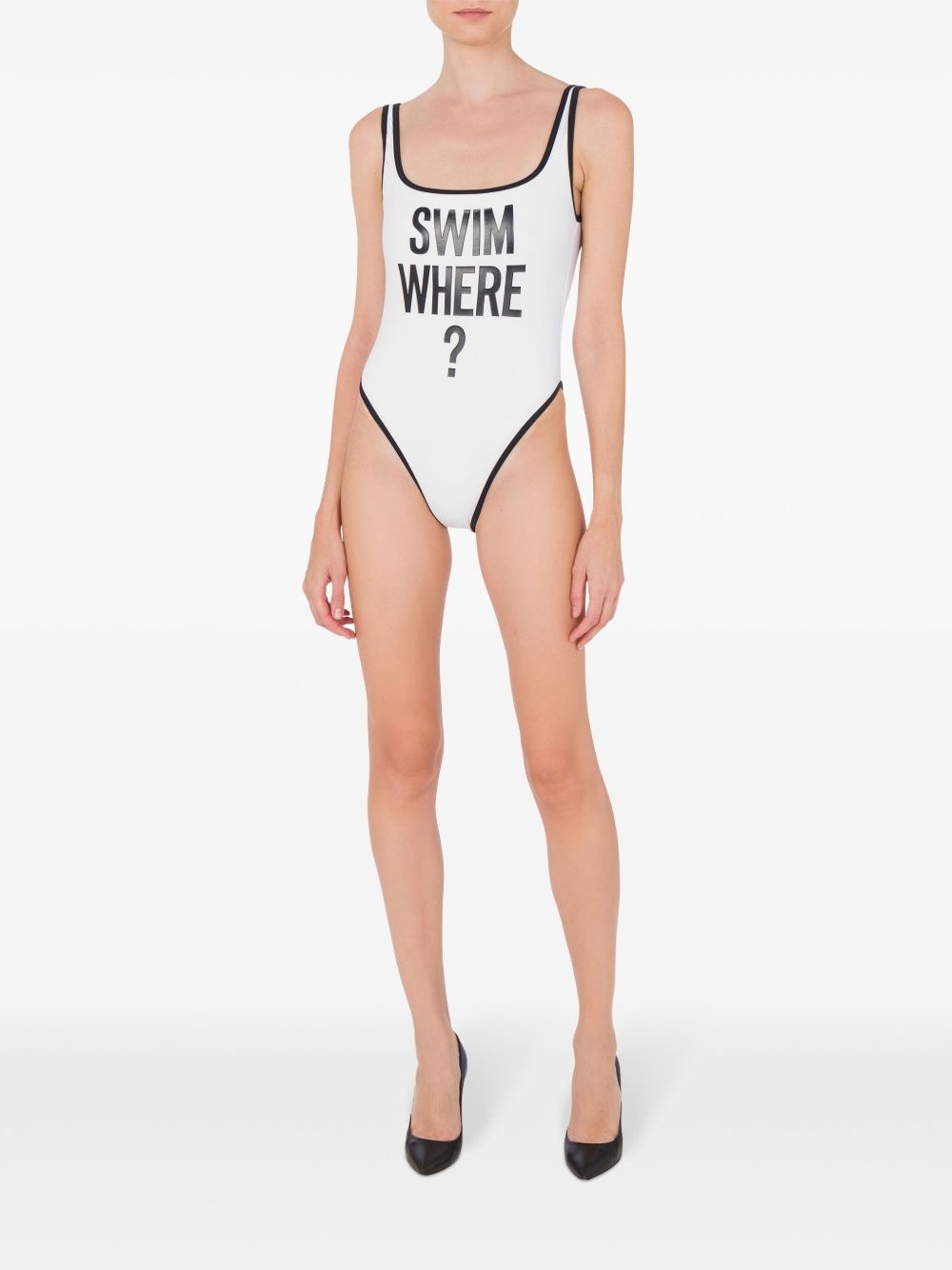 slogan-print swimsuit - 3