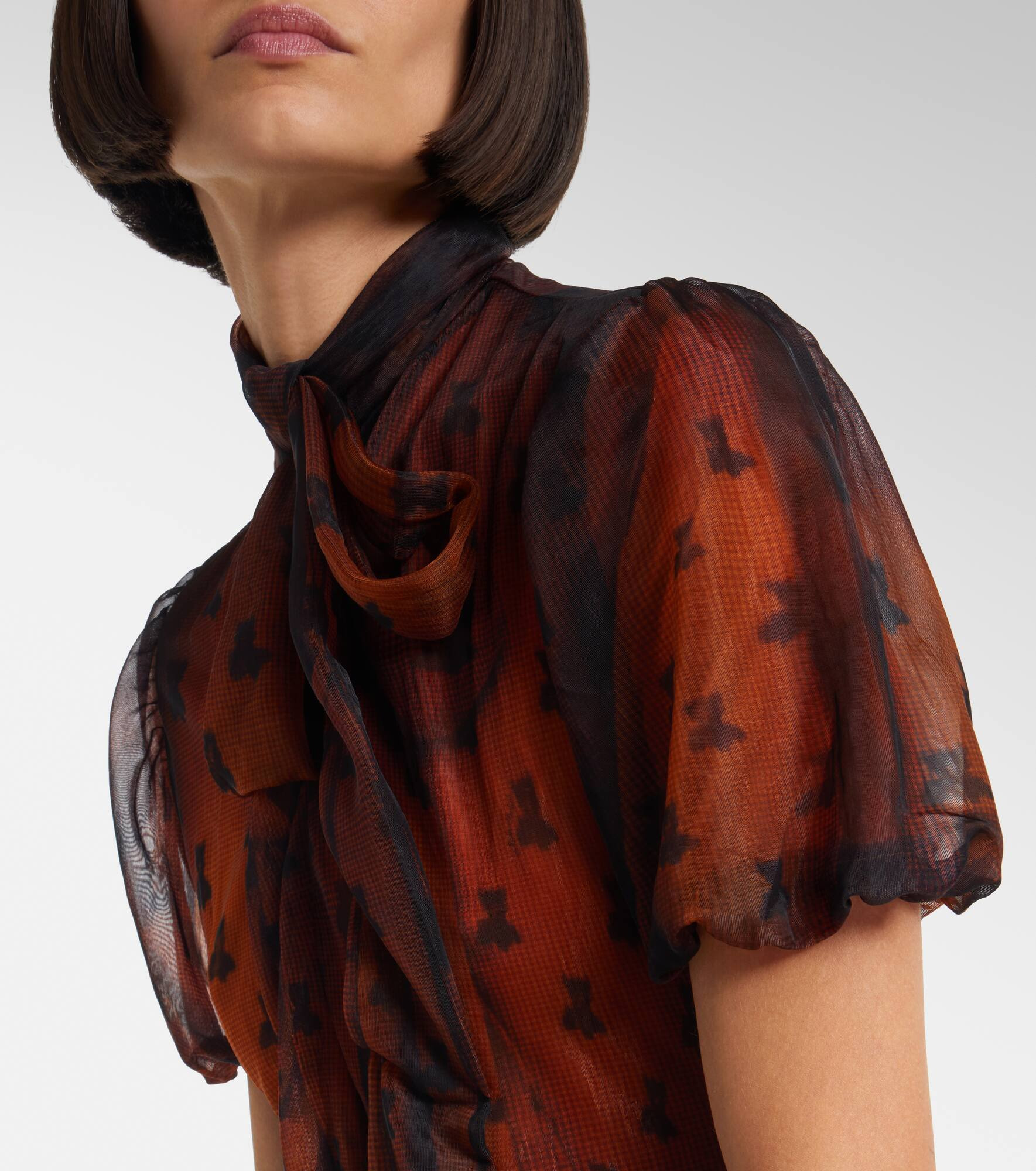 Bow-detail printed sheer midi dress - 4