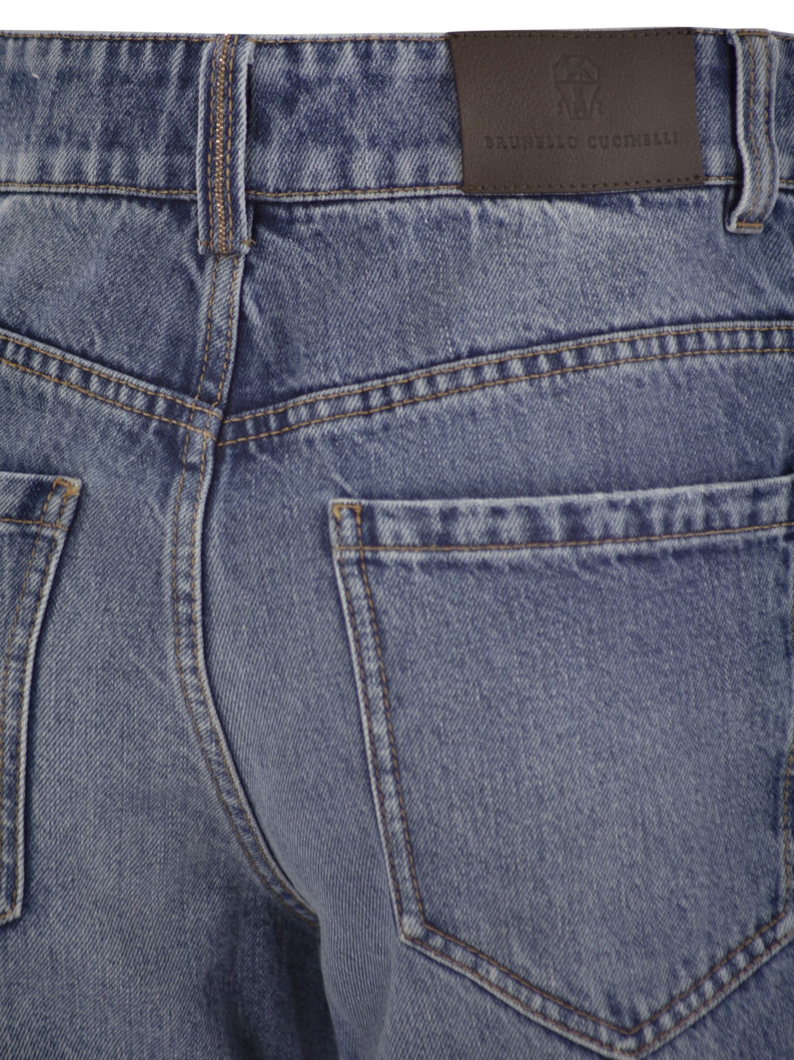 Brunello Cucinelli Women Authentic Denim Loose Trousers With Shiny Tab - 4