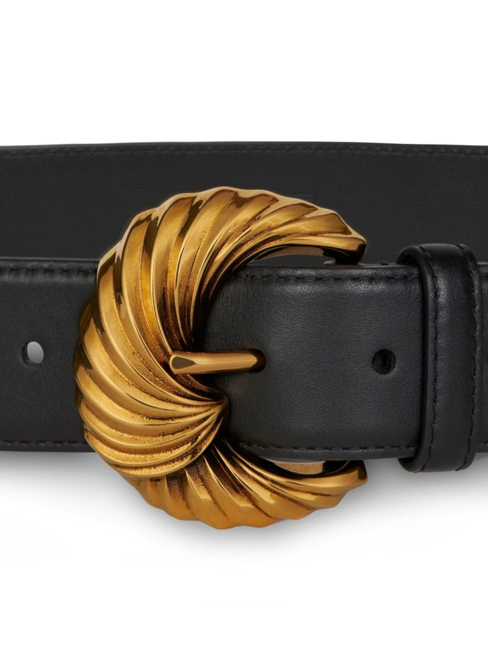 embossed-buckle leather belt - 2