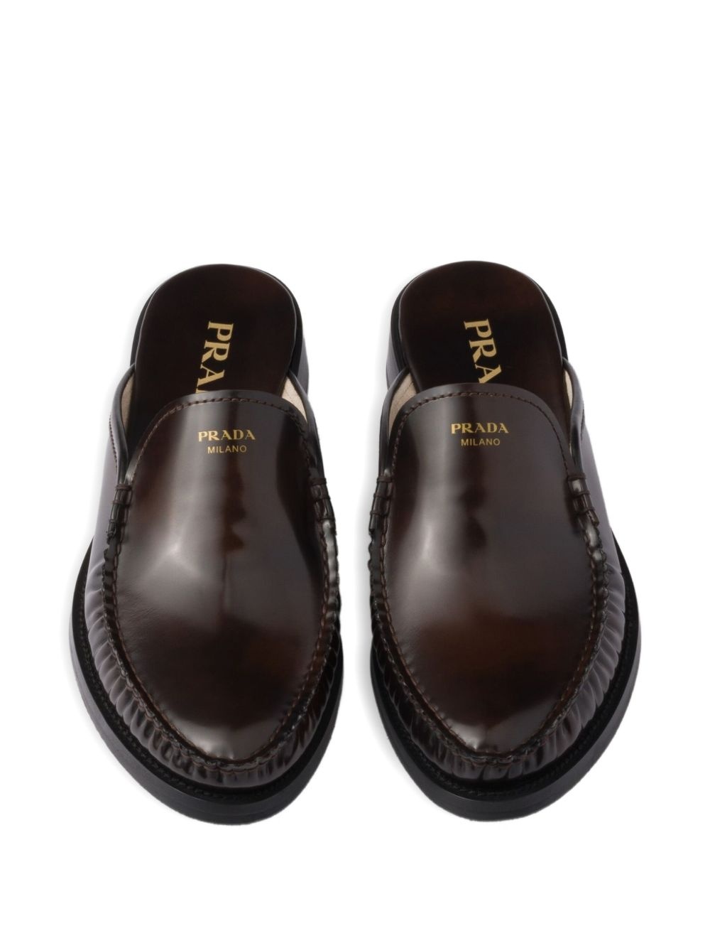 logo-plaque leather mules - 4