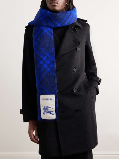 Burberry Logo-Appliquéd Checked Wool Scarf outlook