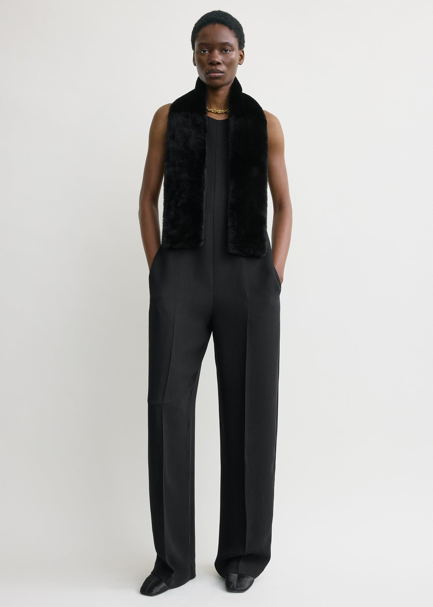 Shearling tuxedo scarf black - 2
