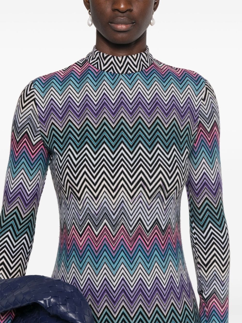 zigzag-woven midi dress - 5