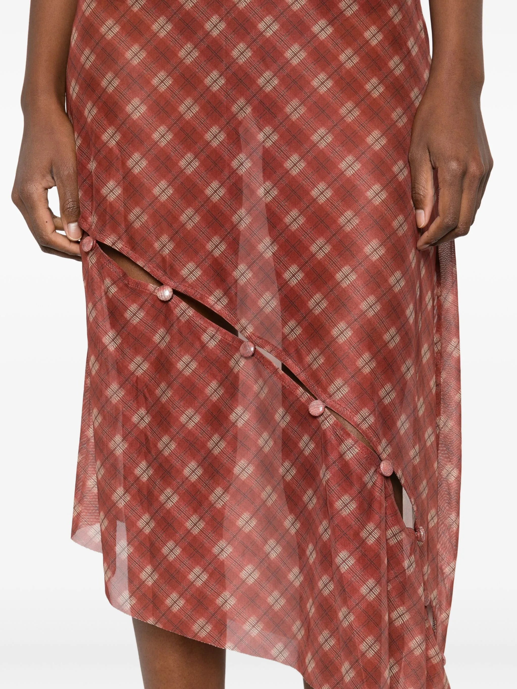 House Of Sunny Button-detail Plaid Skirt - 5
